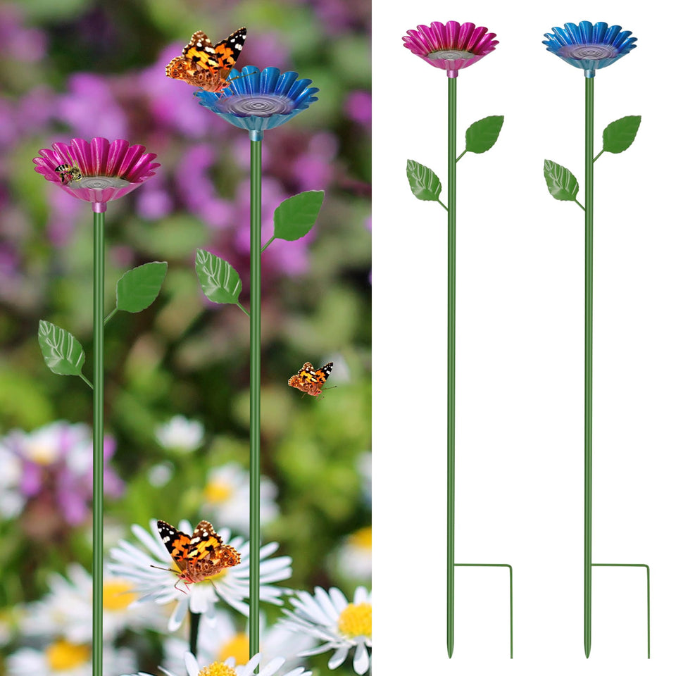 MIRATE bee watering station with flower shape attracts pollinators for a colorful garden visit