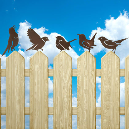 MIRATE rusty metal birds decoration pack enhances outdoor charm and longevity