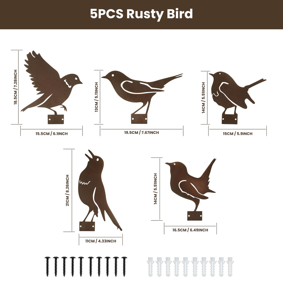 MIRATE patio decor featuring rusty birds enhances outdoor spaces