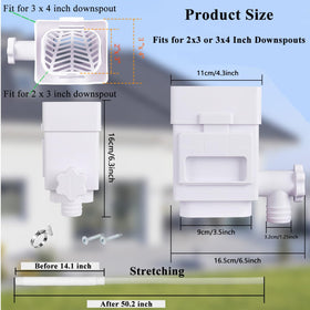 MISDENK compatibility visual shows versatile downspout fit for common sizes.