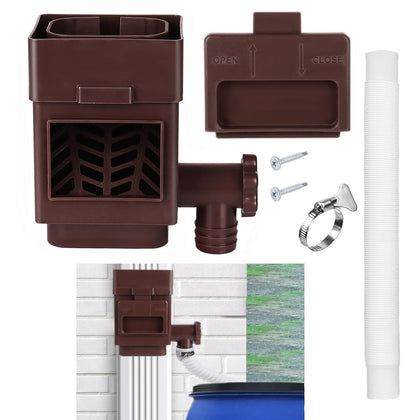 MISDENK Rain Barrel Diverter Kit front view showing compact, durable setup for rain collection.