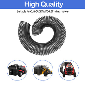 Misfart bagger hose length provides extra reach for wider mowers.