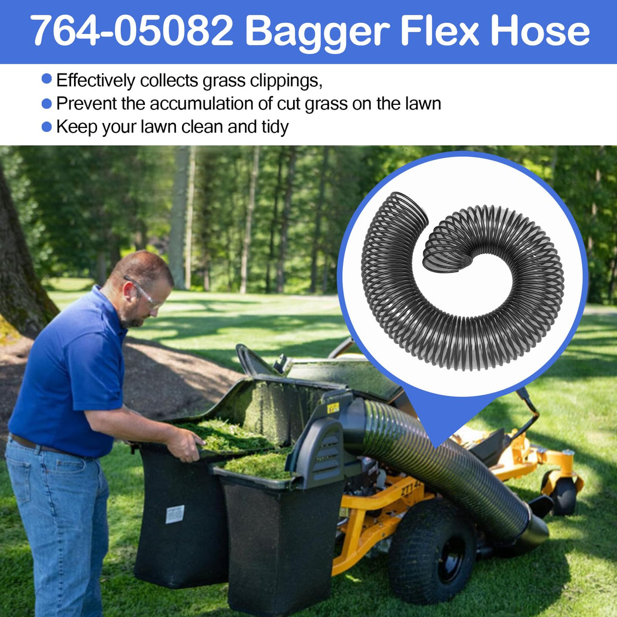 Misfart easy install bagger hose with soft stretch for flexible fitting.