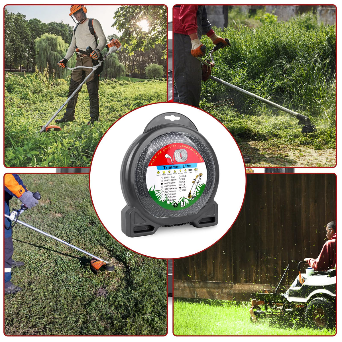 Misfart packaging-ready string for quick yard maintenance and replacements.