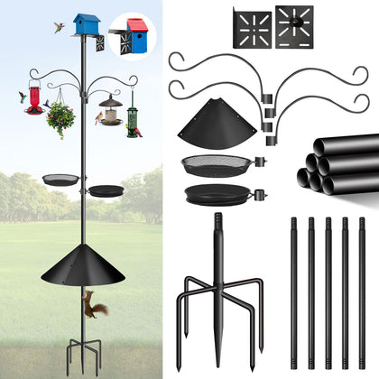 Misoull 92-inch bird feeder pole with squirrel-proof baffle for durable outdoor use.
