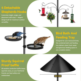 Misoull four free-sliding hooks support multiple feeders and decor.