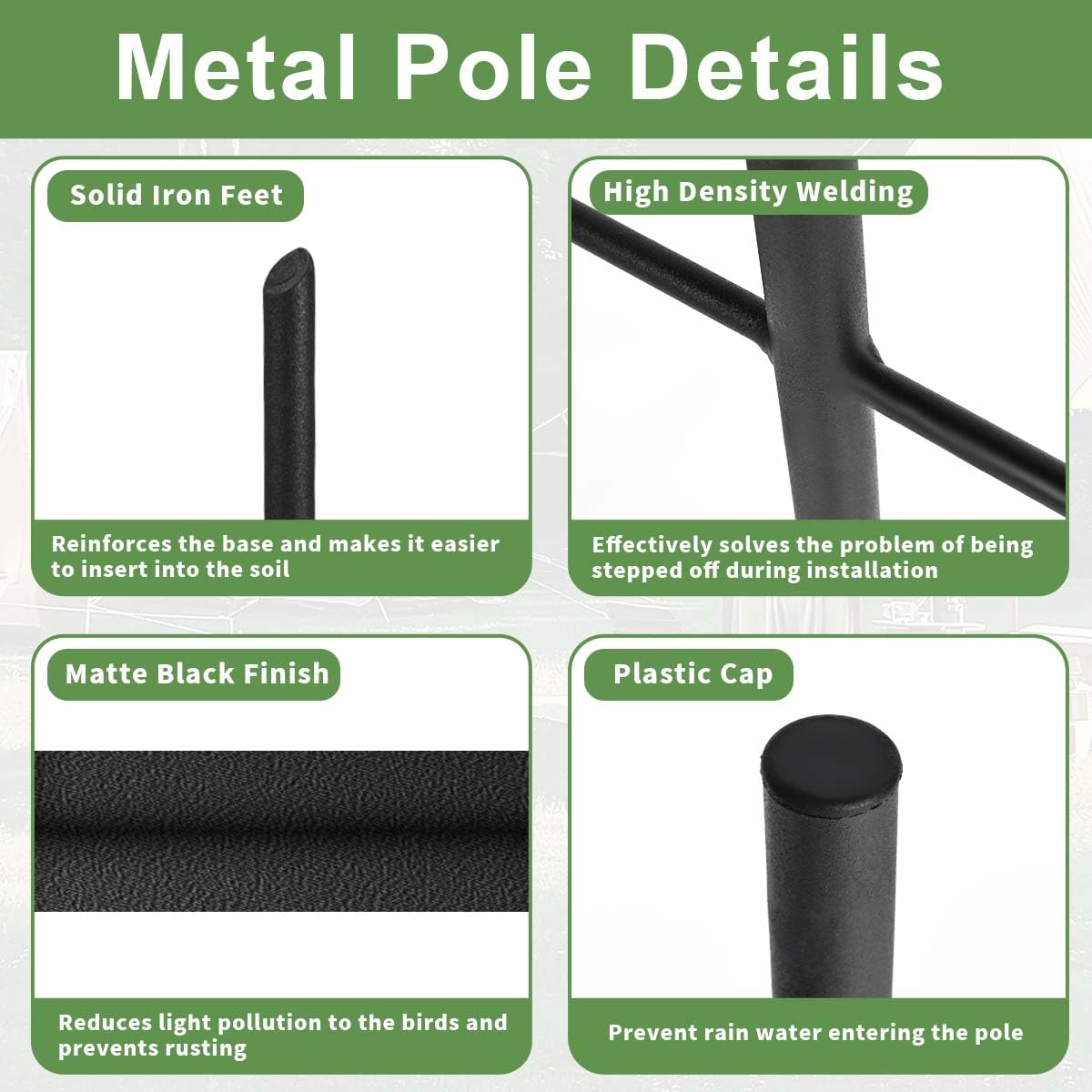 MISPACIO 80-inch tall pole elevates feeders for easy viewing