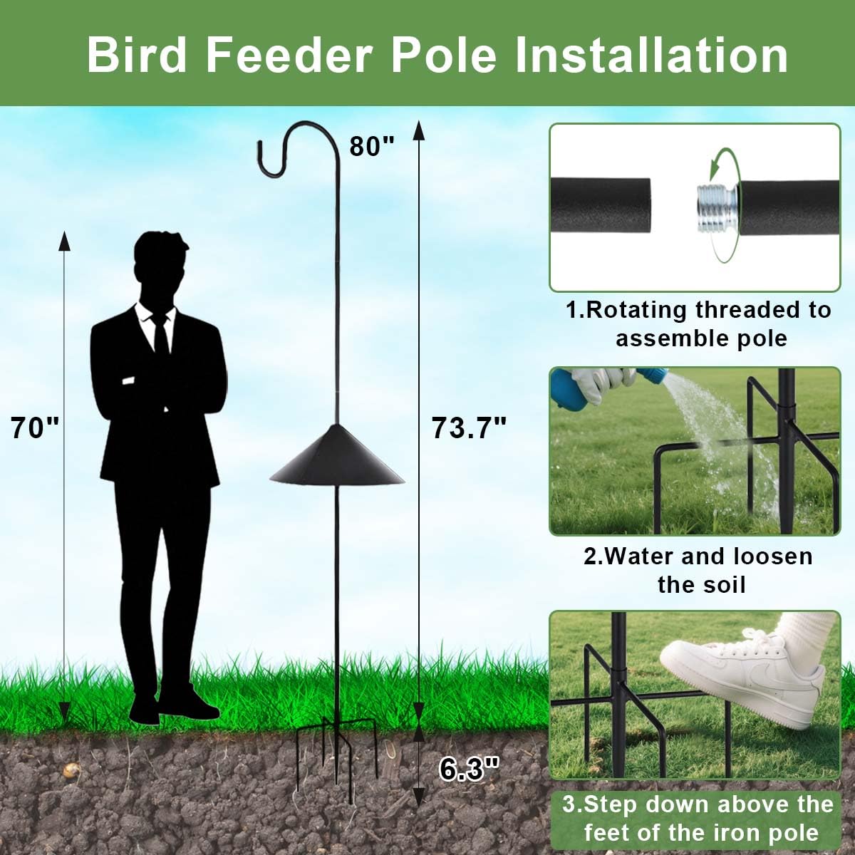 MISPACIO five-prongs base anchors securely into soil