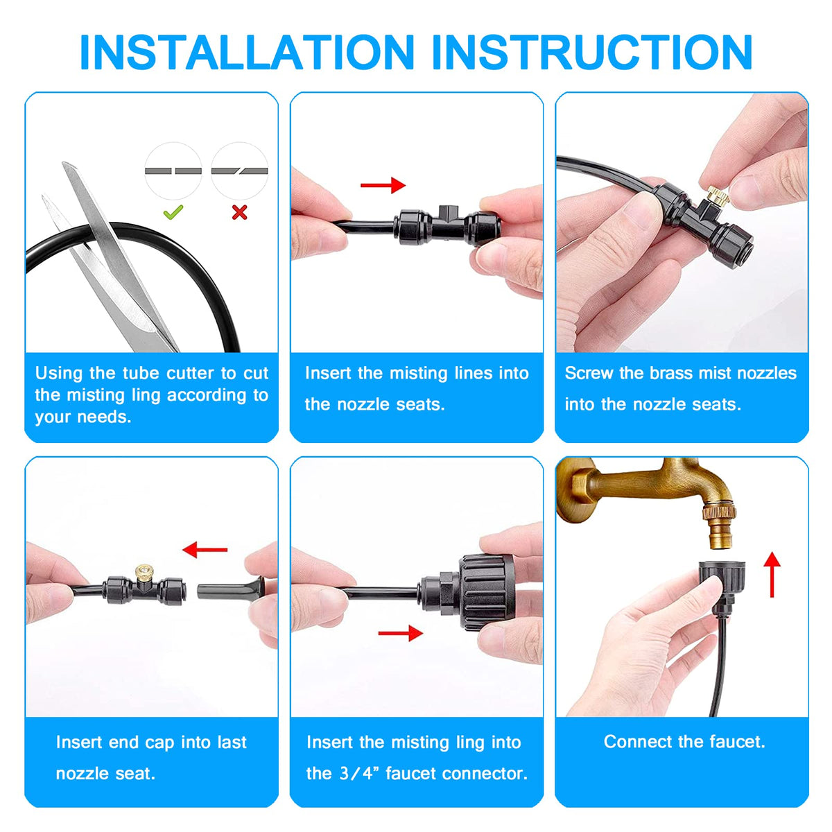 MISSIGO tee adapters help create multiple misting zones for patio comfort.