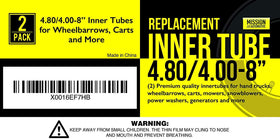 Mission Automotive versatile inner tube for lawn carts and hand trucks.