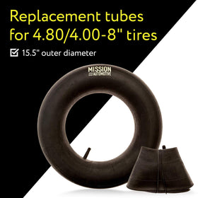 Mission Automotive inner tube inflates to 30 psi with a manual pump.