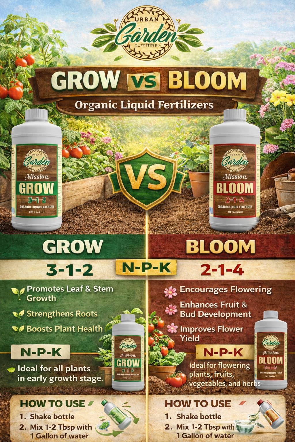 Vegetable garden responds with lush foliage after Grow 3-1-2 application