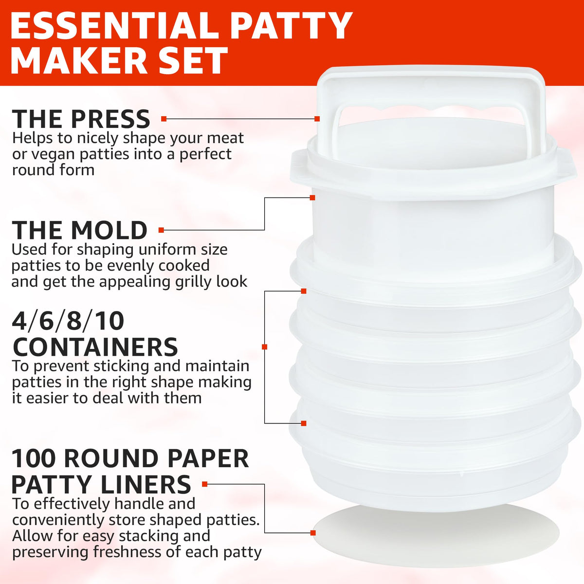 Mission Gallery 4-in-1 patty maker assembles consistent burger patties quickly