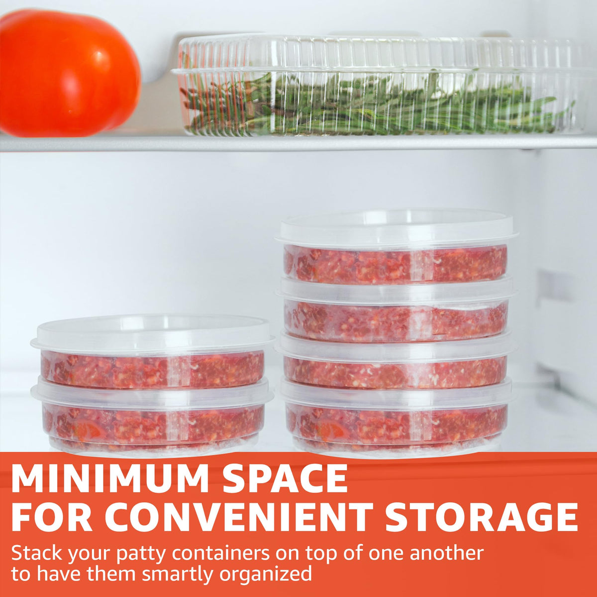 Mission Gallery storage containers keep patties organized in fridge or freezer