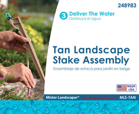 Mister Landscaper Tan Landscape Stake Assembly 10 GPH flow control ensures steady, adjustable spray performance.