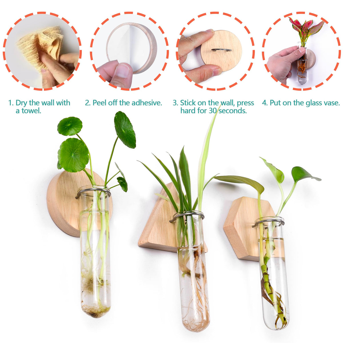 MITIME hexagon module with glass tubes for vertical herb gardening.