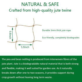 Miuezuth jute netting 3 mm durability supports beans and cucumbers.