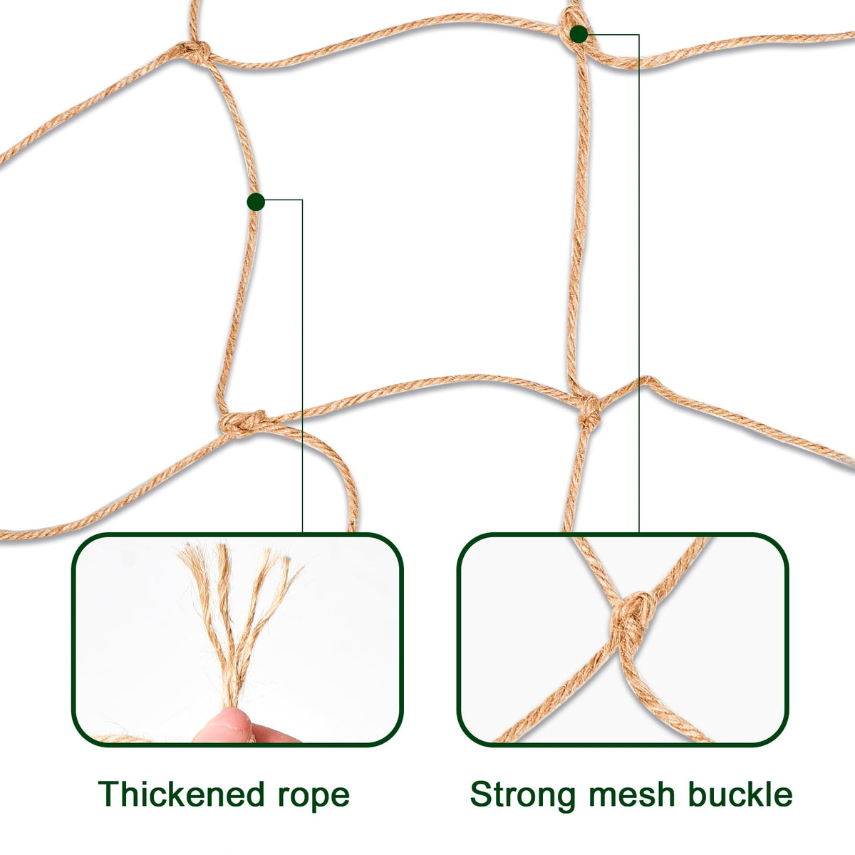 Miuezuth jute netting big squares support vertical growth and spread.