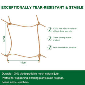 Miuezuth jute netting strong support for beans cucumbers and vines.