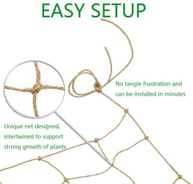 Miuezuth jute netting with corner markings for quick trellis setup.