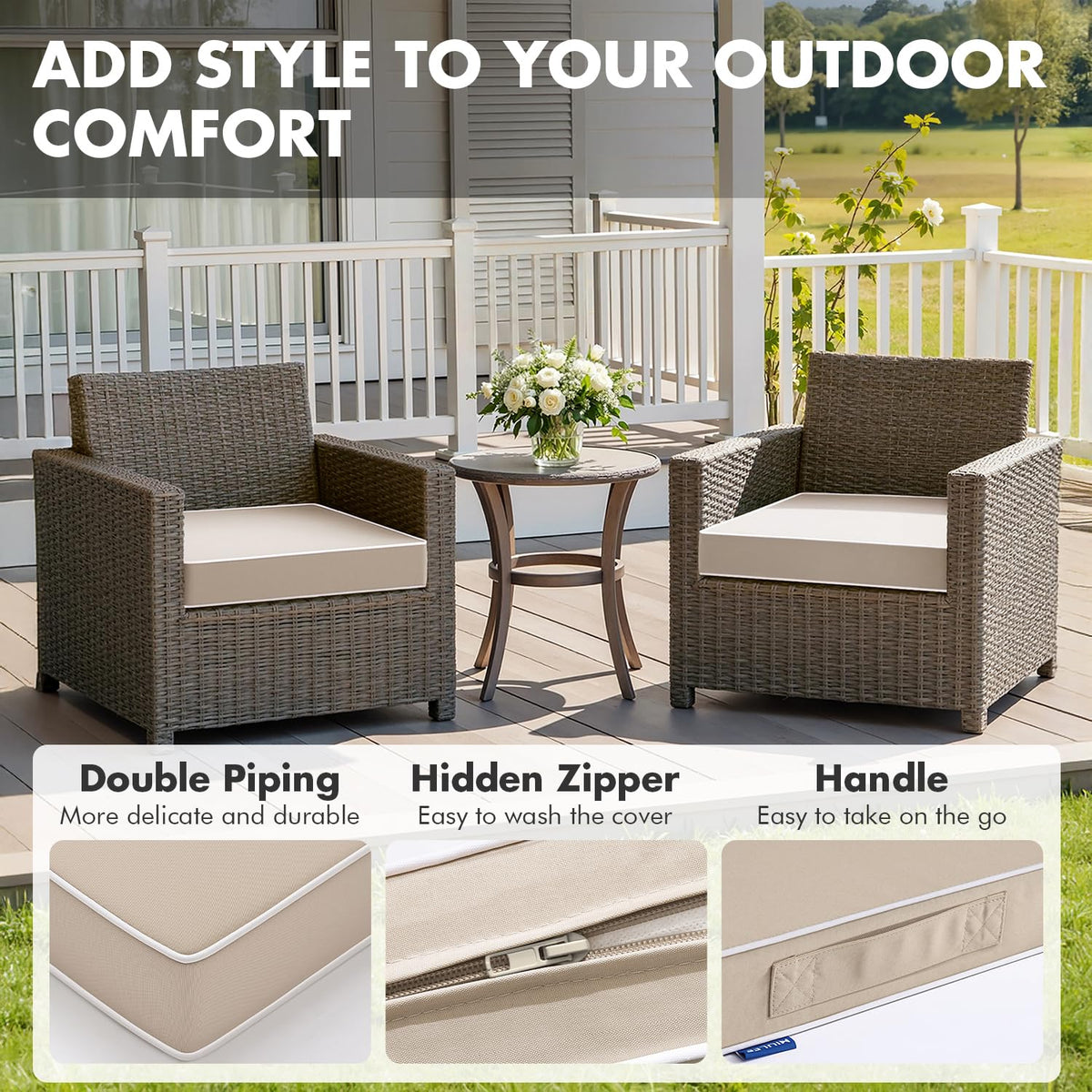MIULEE high-density foam cushion provides supportive comfort for outdoor chairs