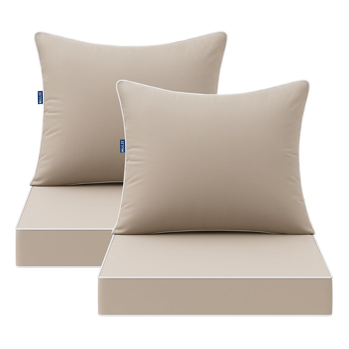 MIULEE beige outdoor seat cushion 24x24 set of 2 for patio comfort