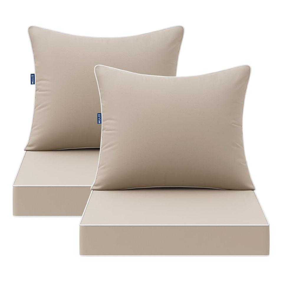 MIULEE beige outdoor seat cushion 24x24 set of 2 for patio comfort