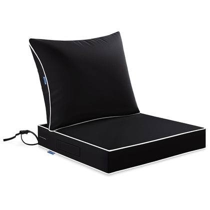 MIULEE black outdoor seat cushion 24x24 top view, weather-ready comfort for patio chairs.