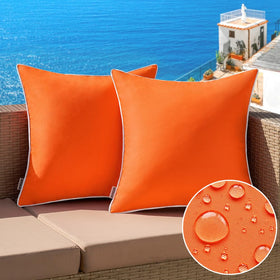 MIULEE bright orange pillow cover front view for patio decor