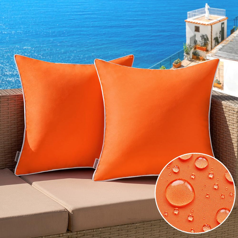 MIULEE bright orange pillow cover front view for patio decor