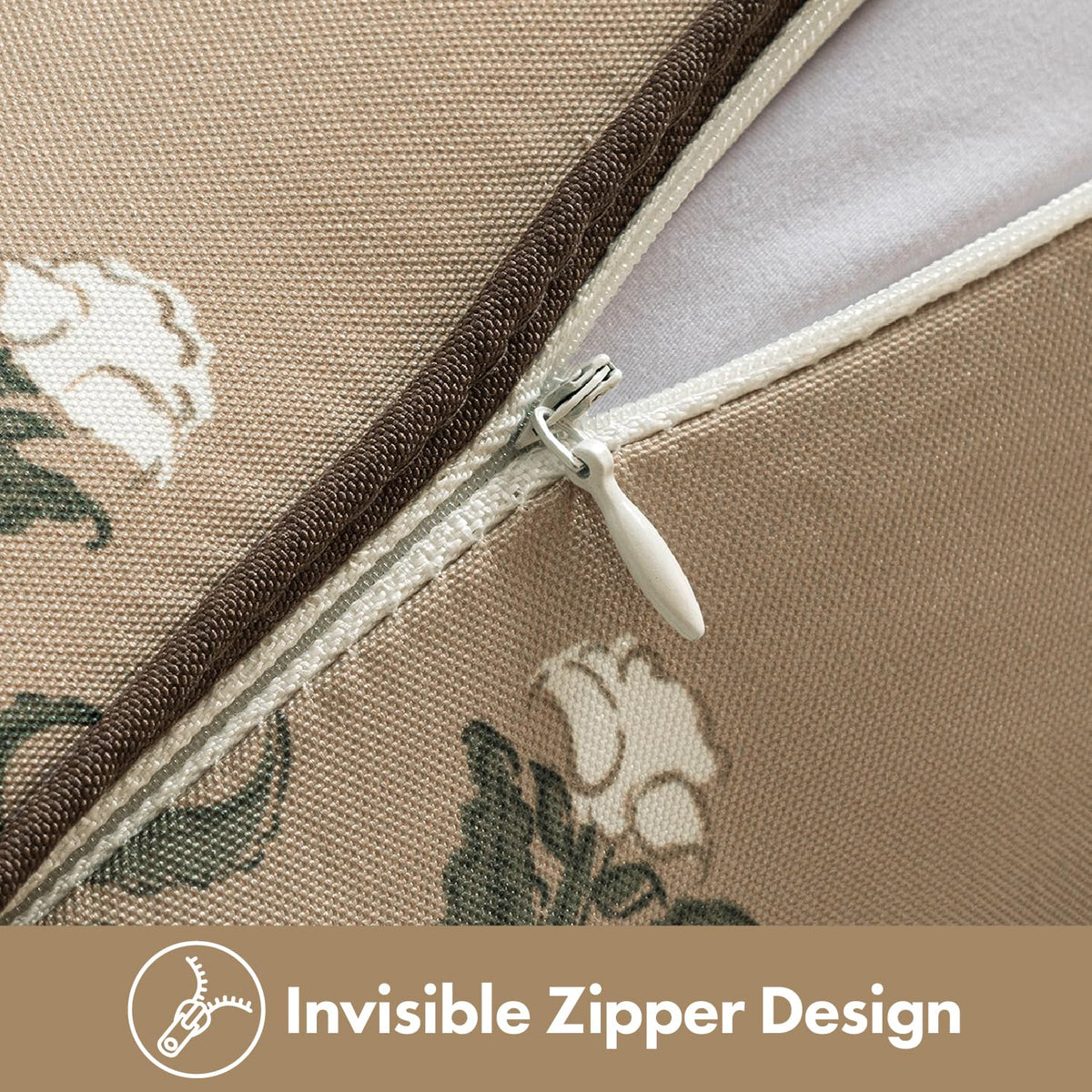 MIULEE brown floral pillow covers add warm coastal vibe.
