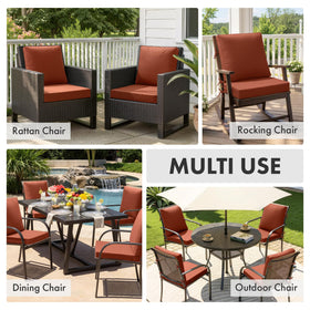 MIULEE burnt orange dining chair on patio demonstrates versatile outdoor use.