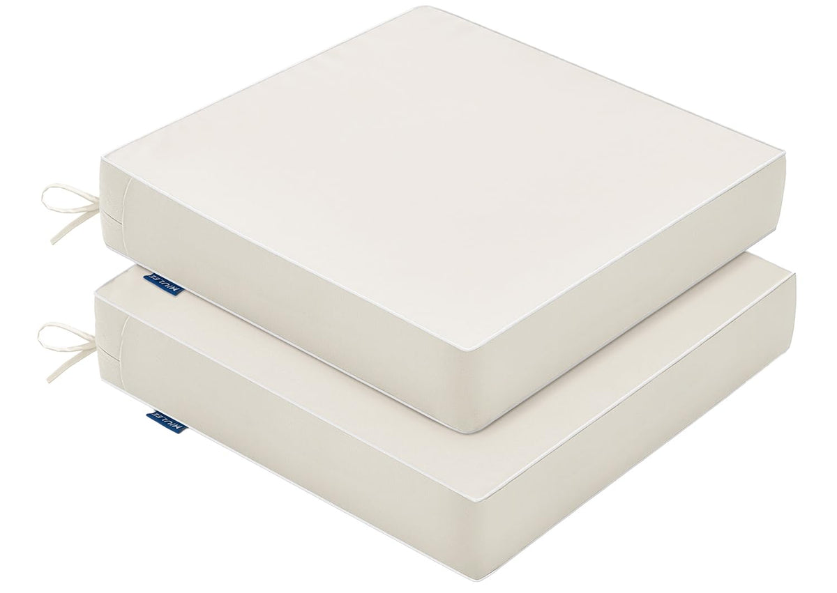 MIULEE cream white outdoor chair cushions, 19x19x3 inches, durable outdoor seating