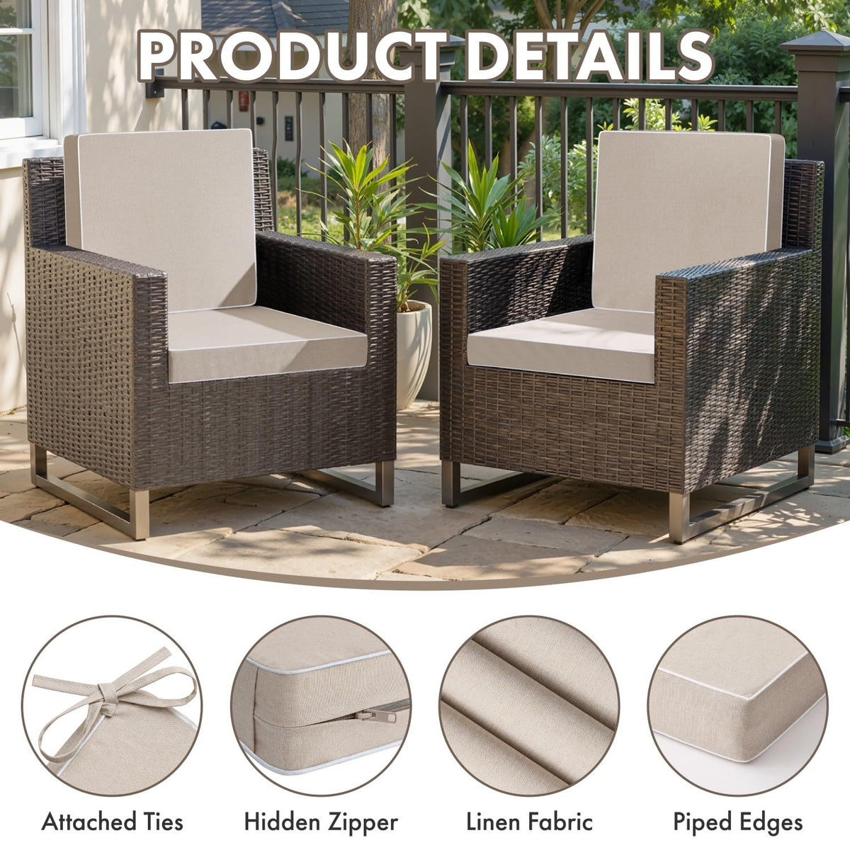 MIULEE cushion with DWR and TPU backing provides rain and spill protection