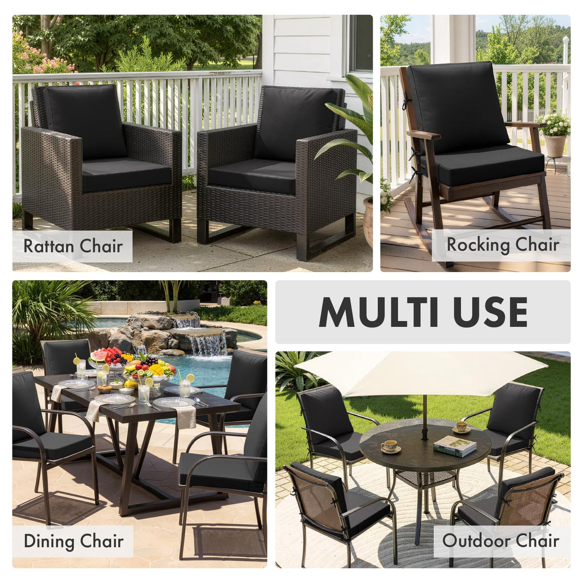 MIULEE cushion ties secure to chairs for slip-free seating