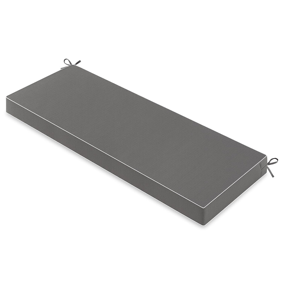 MIULEE dark grey outdoor bench cushion front view with fade-resistant fabric for outdoor use.