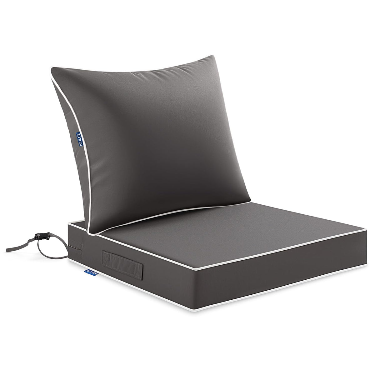 MIULEE dark grey outdoor seat cushion 24x24 for patio comfort