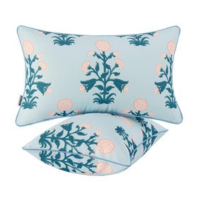 MIULEE floral outdoor lumbar cover on a patio sofa adds vintage charm.