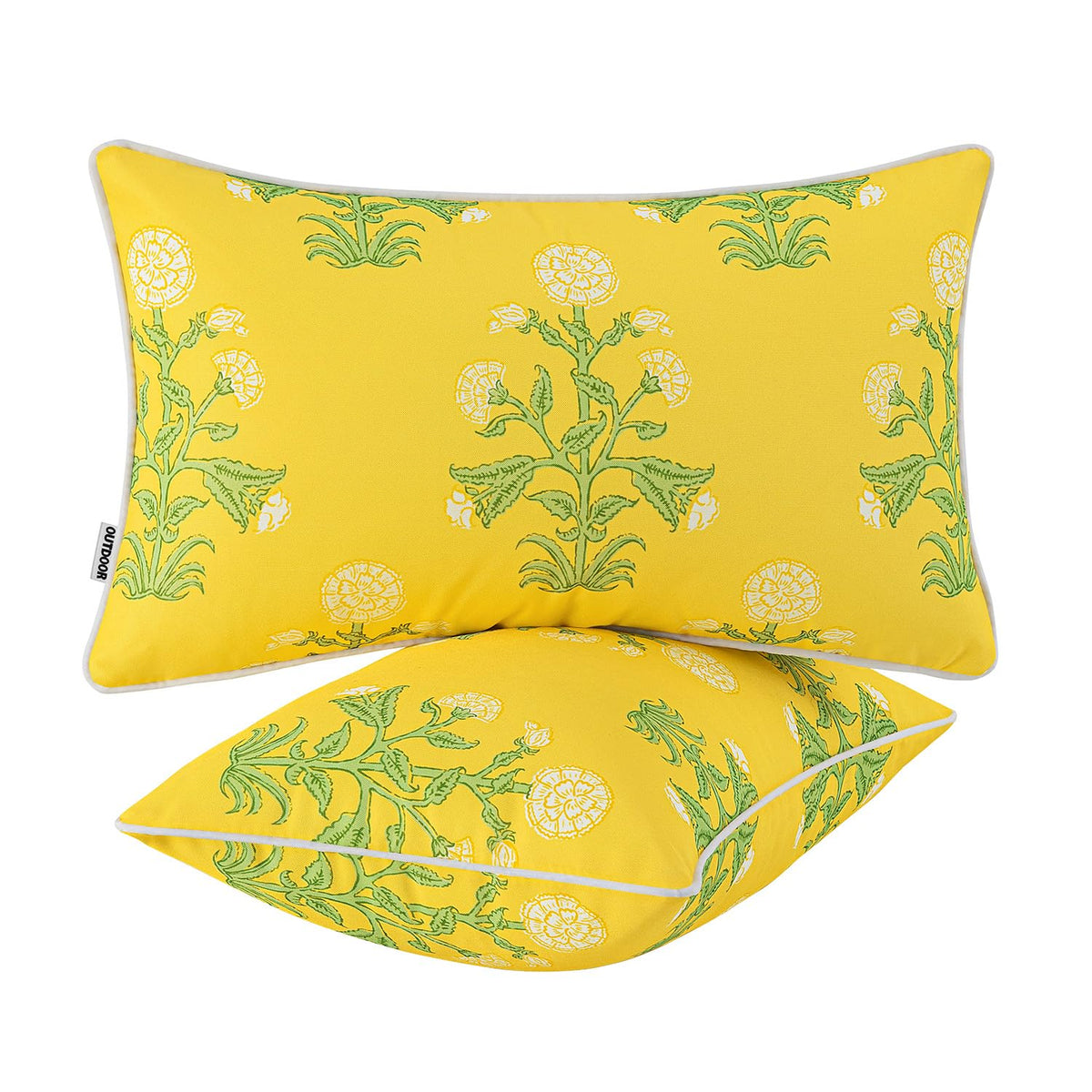 MIULEE floral outdoor lumbar pillow cover closeup showing vintage pattern for refined patio decor.