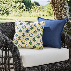 MIULEE pillow cover showcases vibrant yellow and blue florals for patio style.