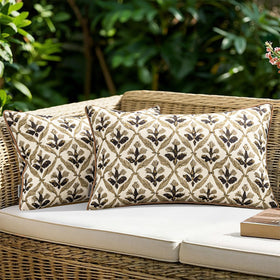 MIULEE flower-print outdoor pillow cover for 12x20 cushions adds vibrant garden charm.