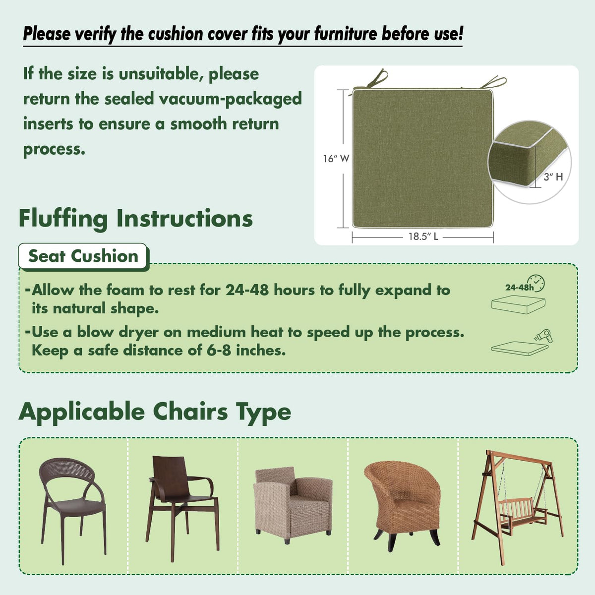 MIULEE set of 2 cushions ideal for patios and balconies.