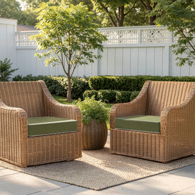 MIULEE green cushions displaying waterproof cover for rain protection.