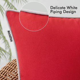 MIULEE red pillow cover showing hidden zipper for easy insert removal.
