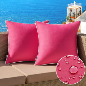 MIULEE hot pink outdoor pillow cover 20x20 with water-resistant fabric for patios.
