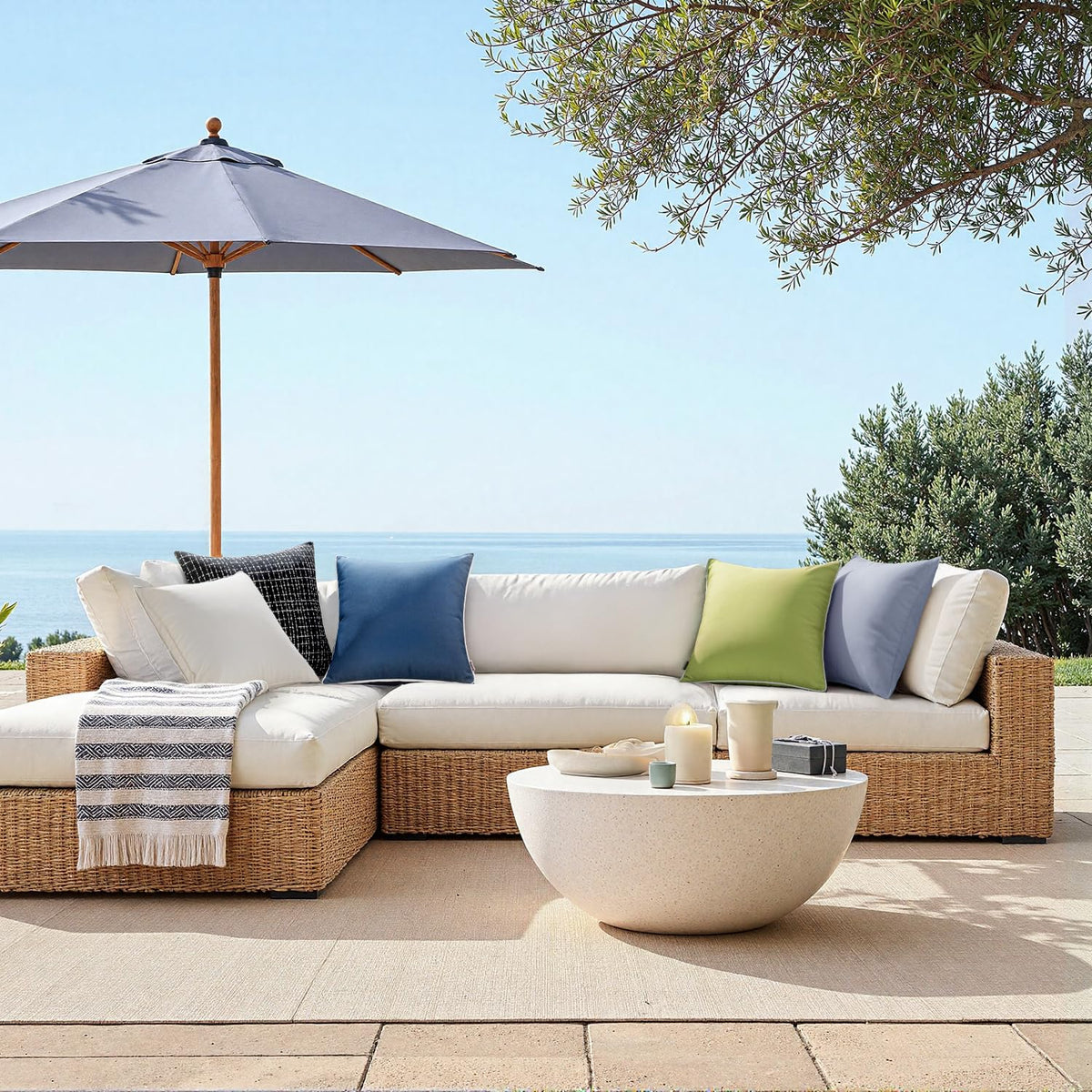 MIULEE navy blue decor on patio setup