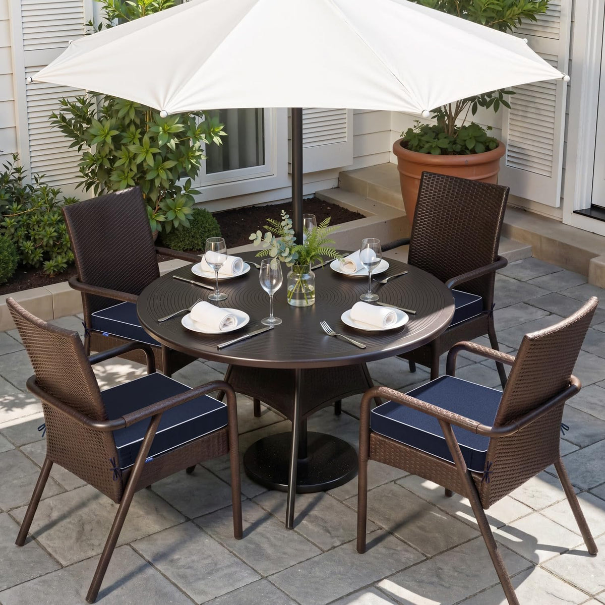 MIULEE navy chair cushions with DWR waterproof coating protect against spills