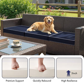 MIULEE navy cushions showcase white piping for a crisp tailored look
