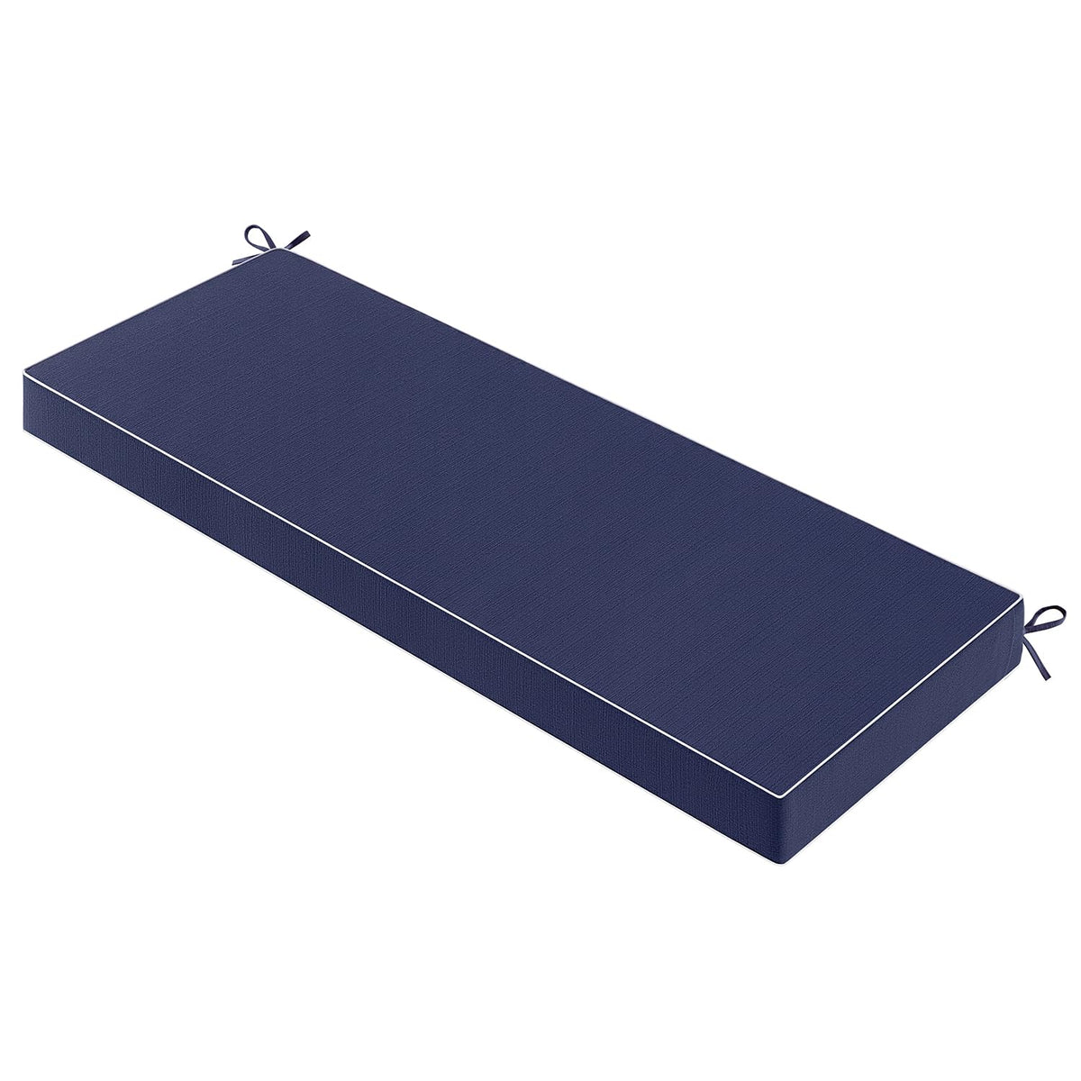 MIULEE navy outdoor bench cushion on a garden bench for stylish, weather-ready seating