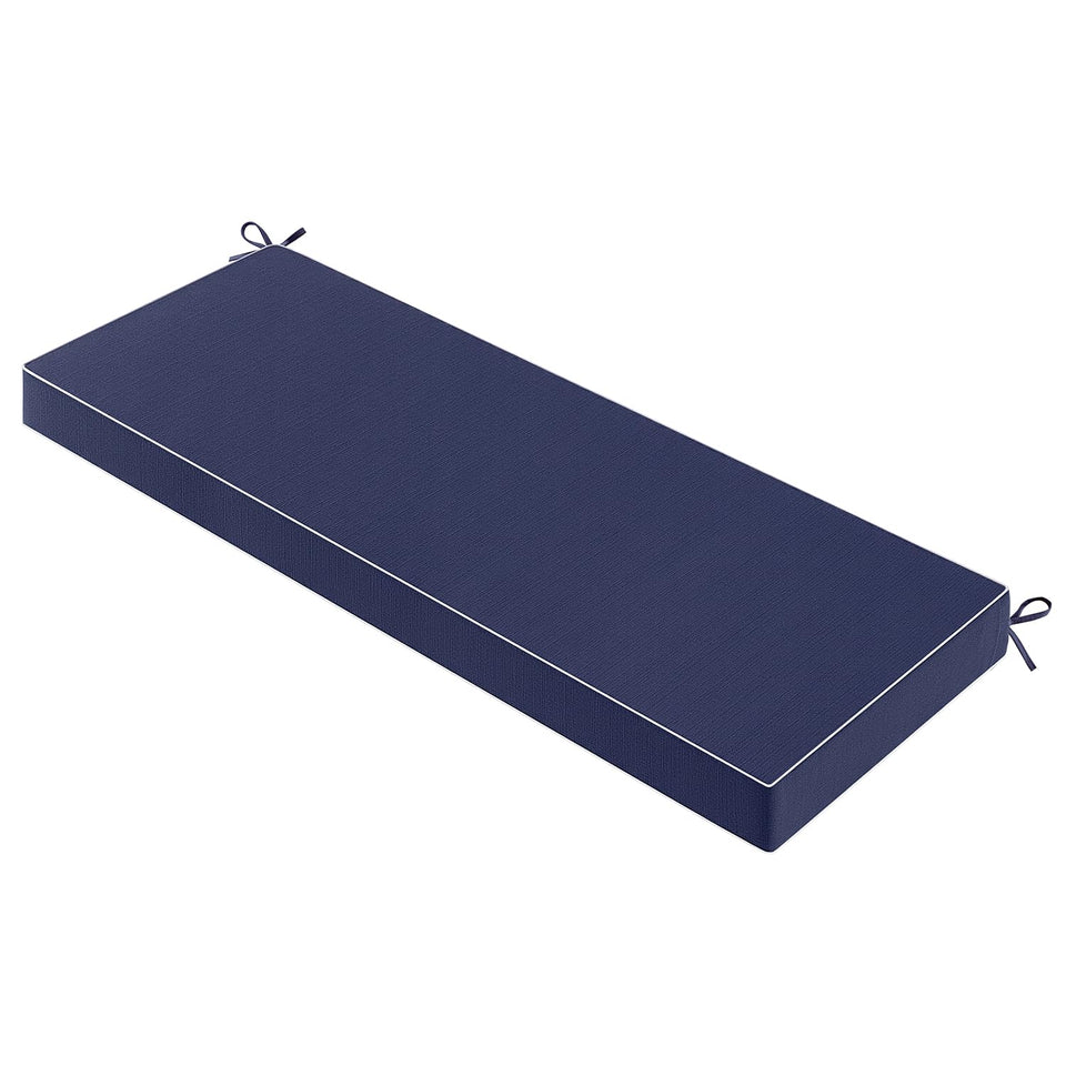 MIULEE navy outdoor bench cushion on a garden bench for stylish, weather-ready seating